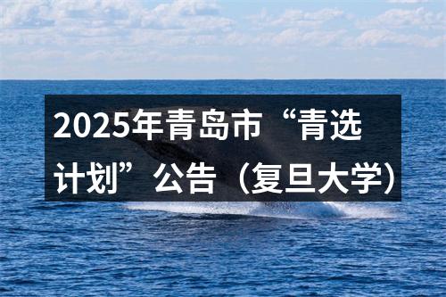 2025年青岛市“青选计划”公告（复旦大学） 图片